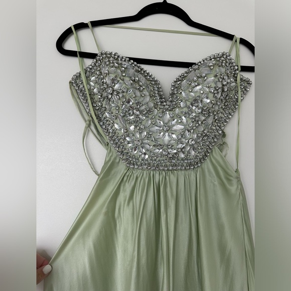 Mignon Crystal Mint Green Prom Dress - Picture 6 of 15